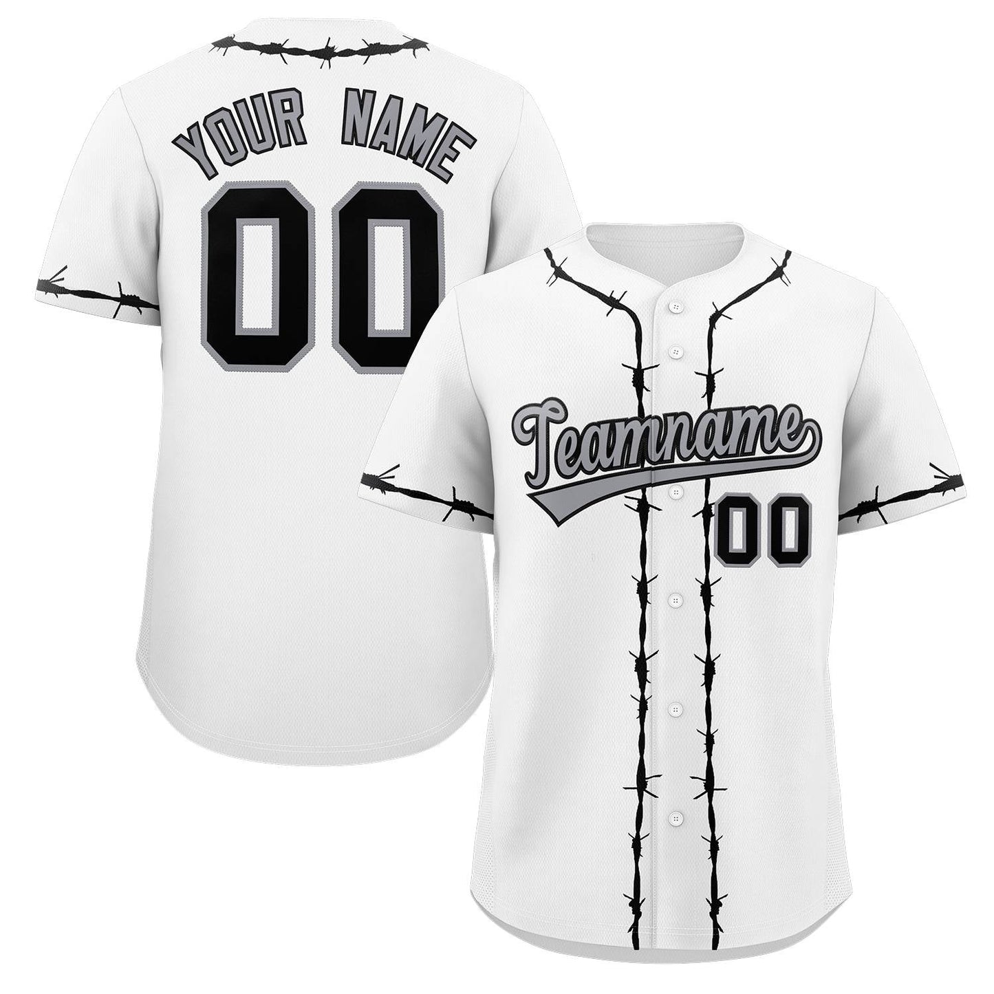 Custom White Black Thorns Ribbed Classic Style Authentic Baseball Jersey