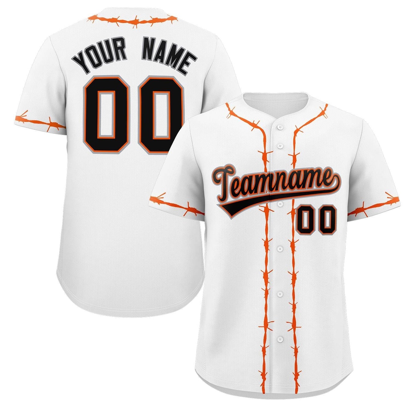 Custom White Orange Thorns Ribbed Classic Style Authentic Baseball Jersey