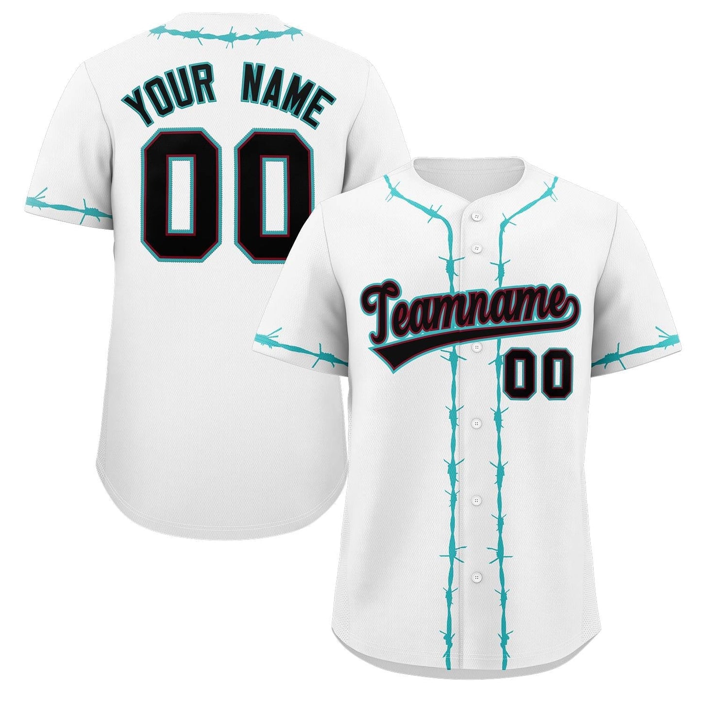 Custom White Aqua Thorns Ribbed Classic Style Authentic Baseball Jersey