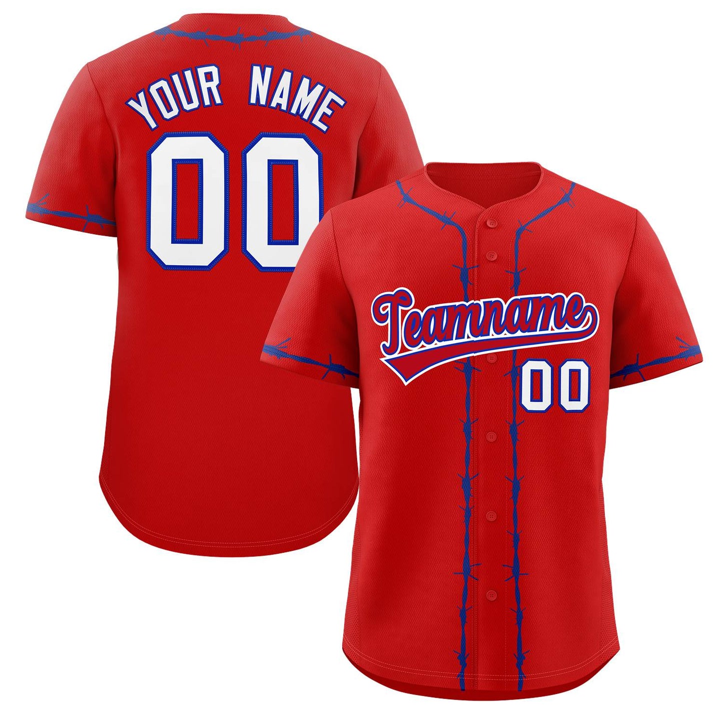 Custom Red Royal Thorns Ribbed Classic Style Authentic Baseball Jersey