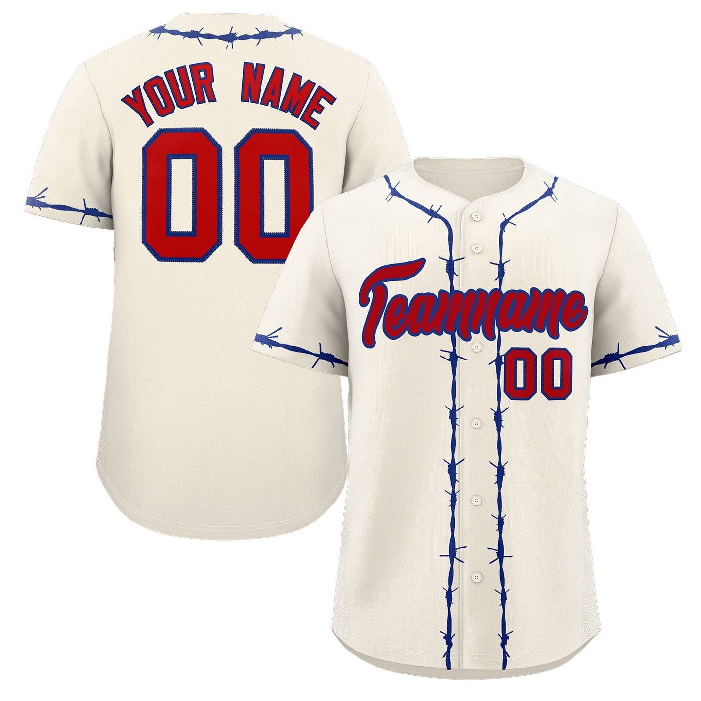 Custom Cream Royal Thorns Ribbed Classic Style Authentic Baseball Jersey