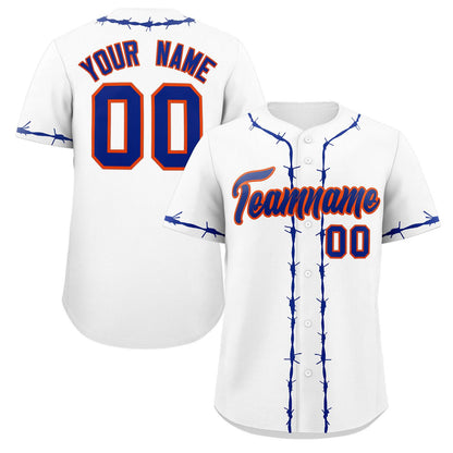 Custom White Royal Thorns Ribbed Classic Style Authentic Baseball Jersey