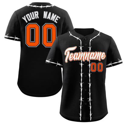 Custom Black White Thorns Ribbed Classic Style Authentic Baseball Jersey