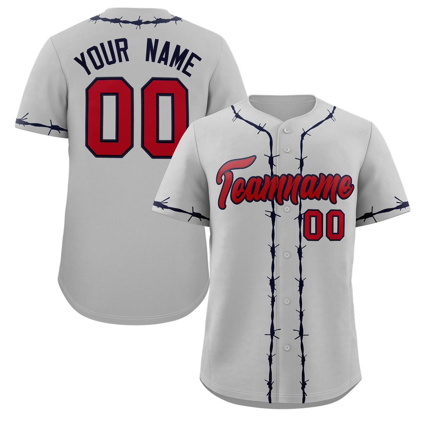 Custom Gray Navy Thorns Ribbed Classic Style Authentic Baseball Jersey