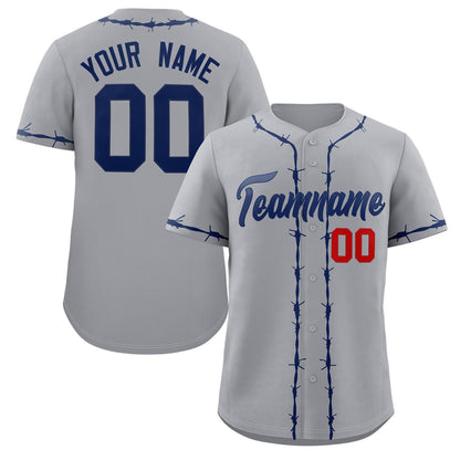 Custom Dark Gray Navy Thorns Ribbed Classic Style Authentic Baseball Jersey