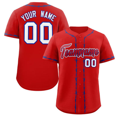 Custom Red Royal Thorns Ribbed Classic Style Authentic Baseball Jersey