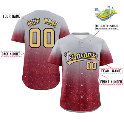 Custom Gray Khaki Sequins Pattern Gradient Fashion Authentic Baseball Jersey