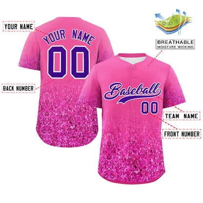 Custom Pink Purple Sequins Pattern Gradient Fashion Authentic Baseball Jersey