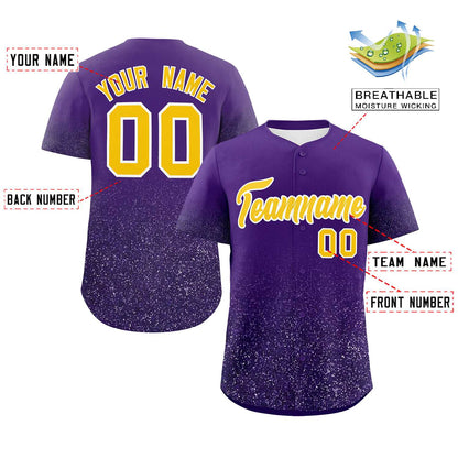 Custom Purple Gold Sequins Pattern Gradient Fashion Authentic Baseball Jersey