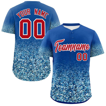 Custom Royal Red Sequins Pattern Gradient Fashion Authentic Baseball Jersey