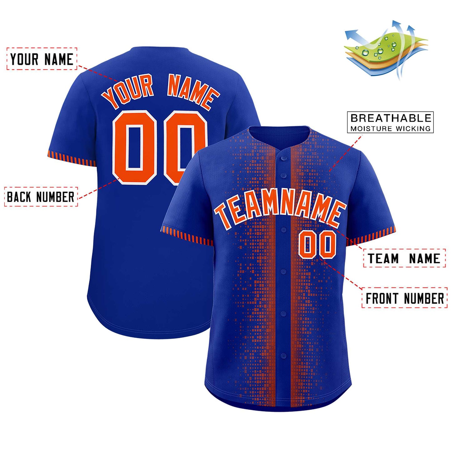 Custom Royal Orange Personalized Phonetic Rhythm Authentic Baseball Jersey