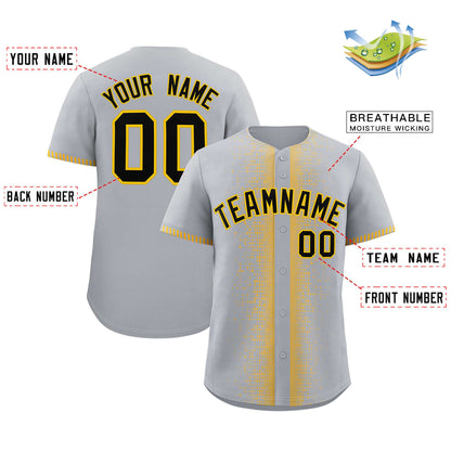 Custom Gray Gold Personalized Phonetic Rhythm Authentic Baseball Jersey