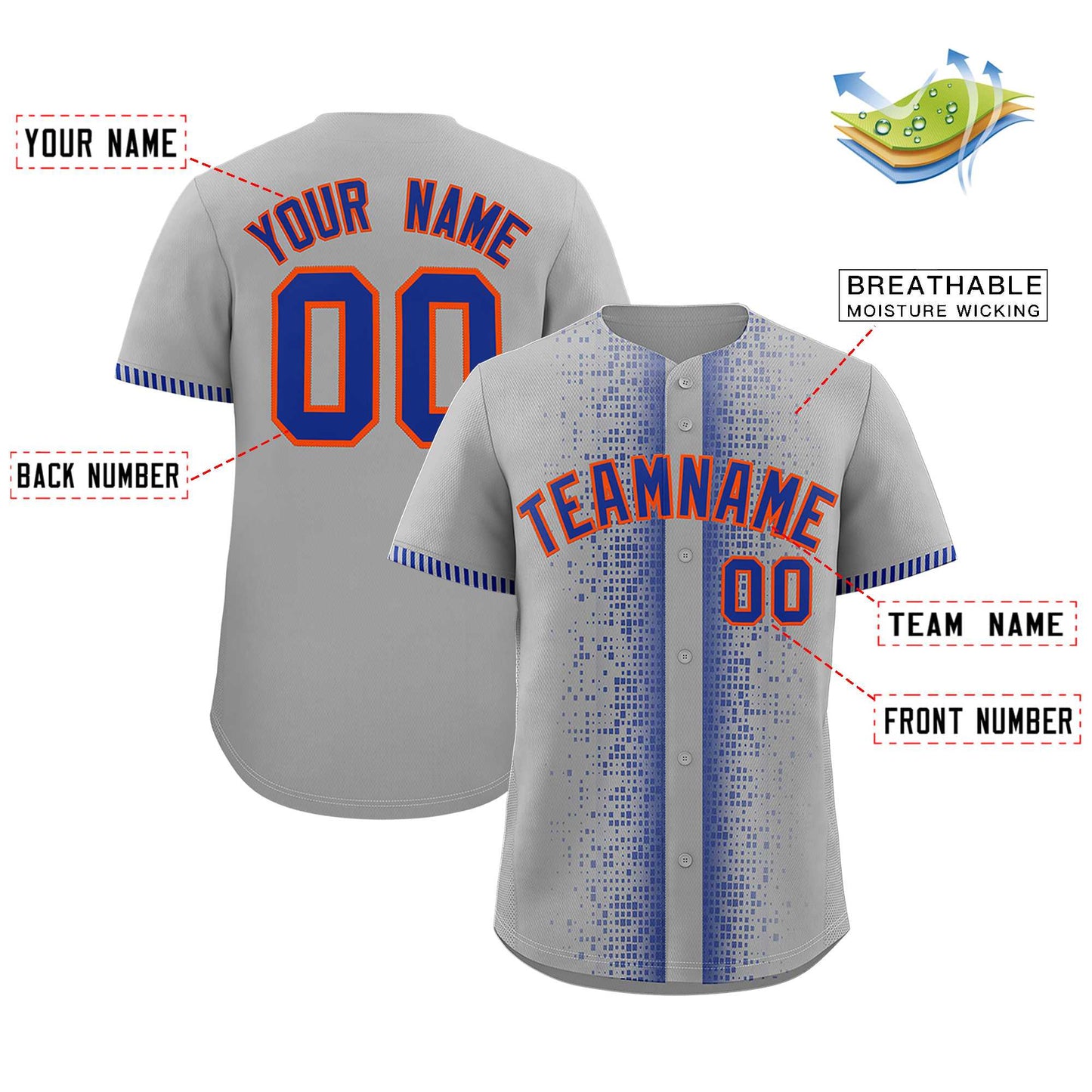 Custom Gray Royal Personalized Phonetic Rhythm Authentic Baseball Jersey