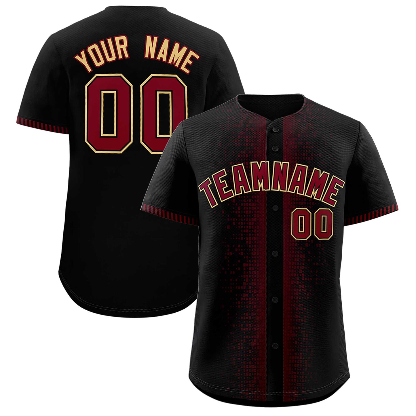 Custom Black Crimson Personalized Phonetic Rhythm Authentic Baseball Jersey