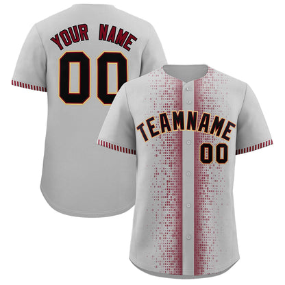 Custom Gray Crimson Personalized Phonetic Rhythm Authentic Baseball Jersey