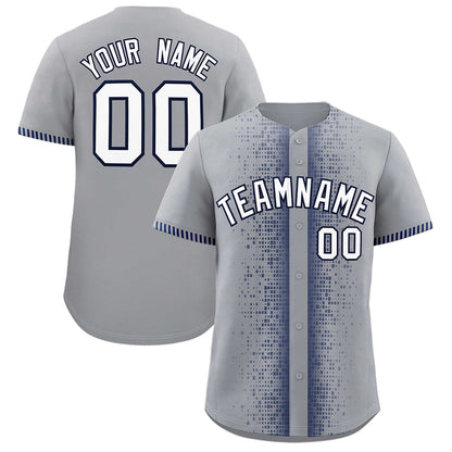 Custom Gray Navy Personalized Phonetic Rhythm Authentic Baseball Jersey