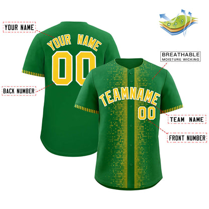 Custom Kelly Green Gold Personalized Phonetic Rhythm Authentic Baseball Jersey