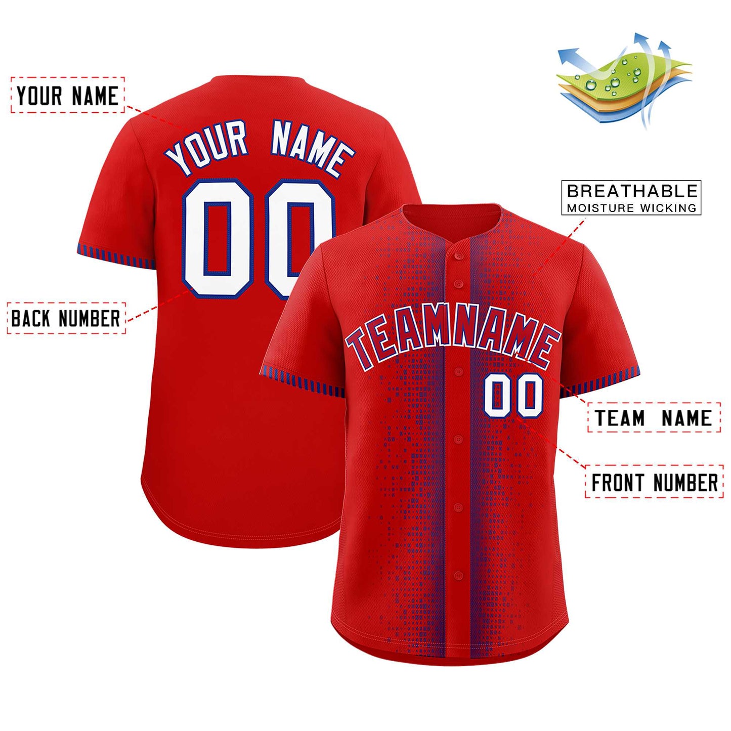 Custom Red Royal Personalized Phonetic Rhythm Authentic Baseball Jersey