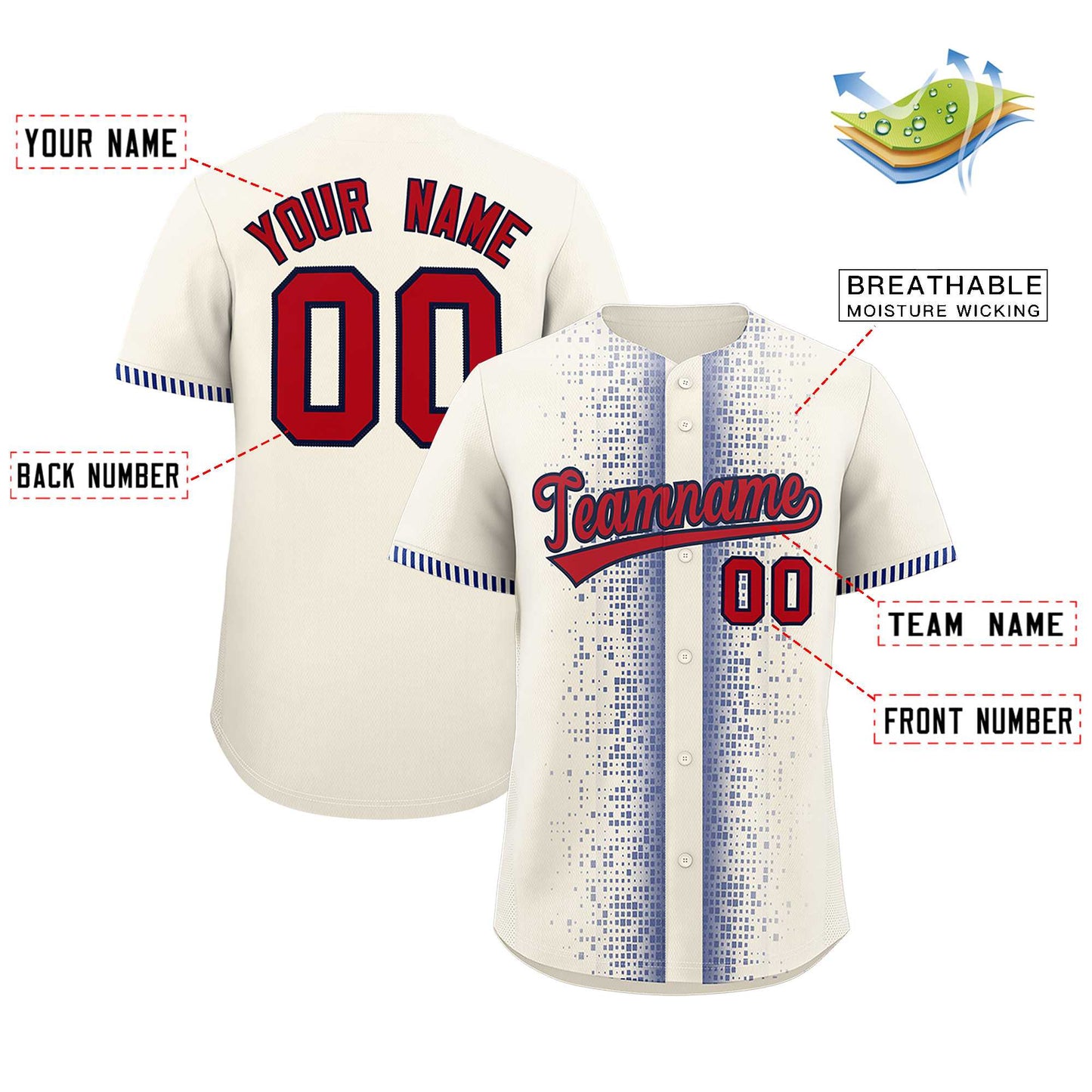 Custom Cream Royal Personalized Phonetic Rhythm Authentic Baseball Jersey