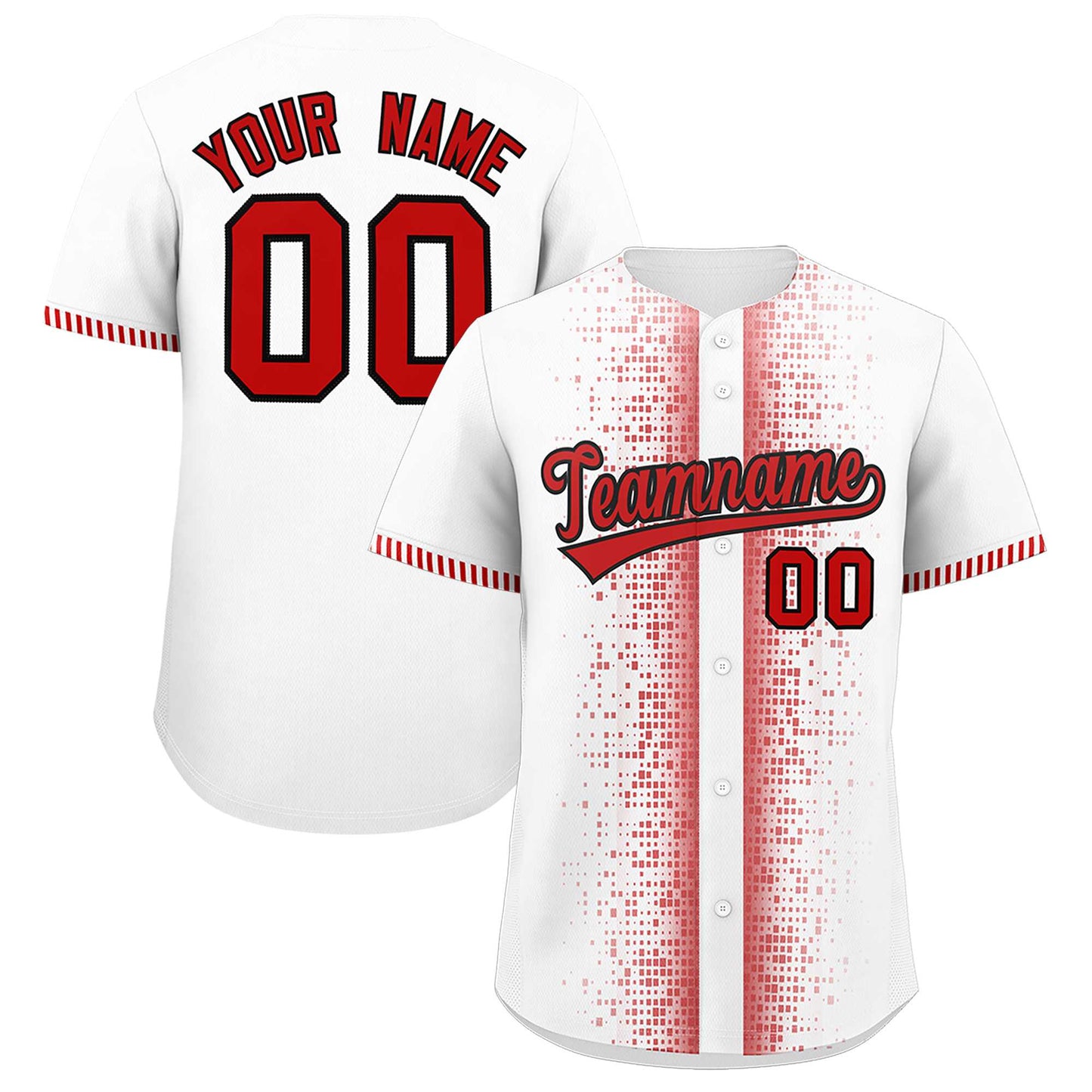 Custom White Red Personalized Phonetic Rhythm Authentic Baseball Jersey