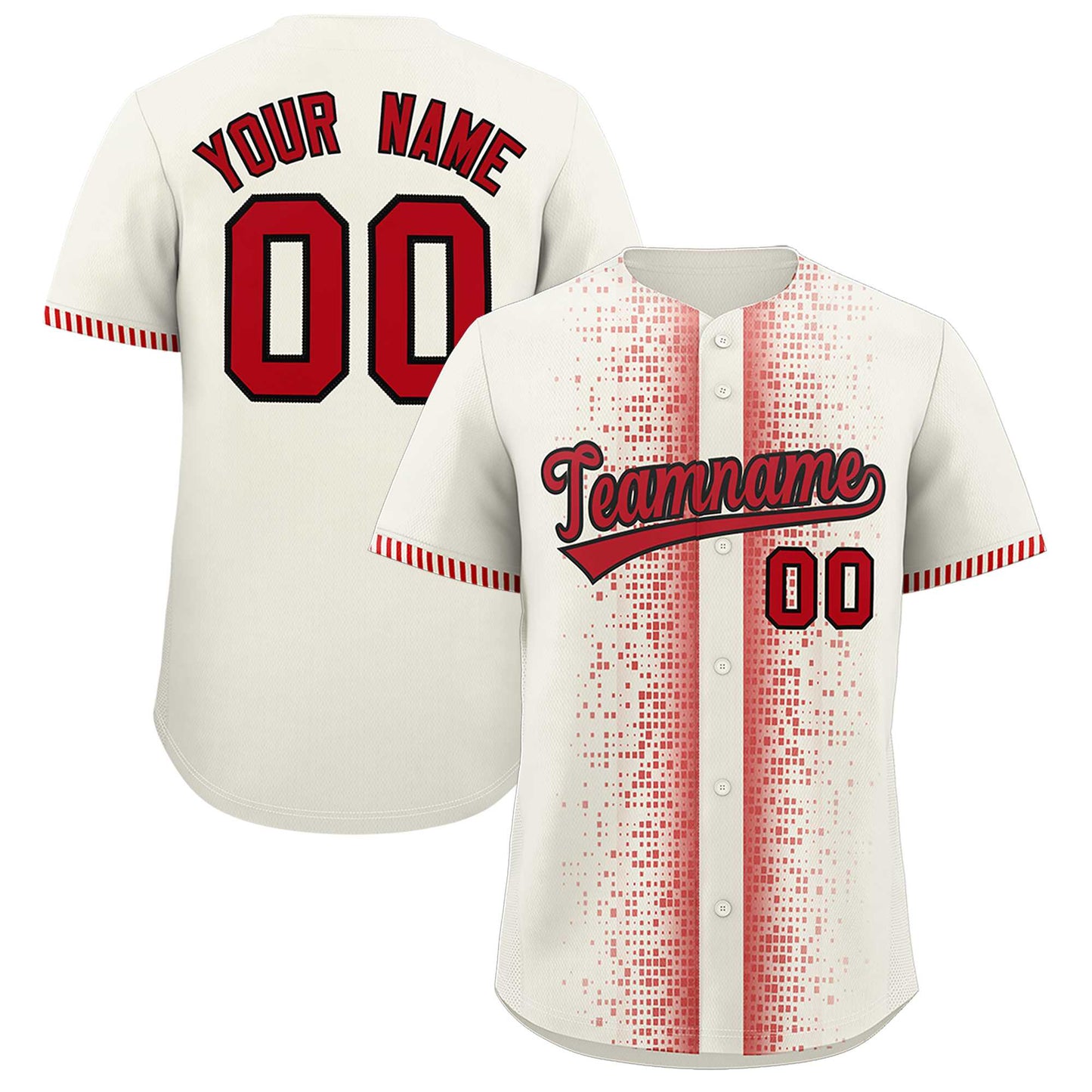 Custom Cream Red Personalized Phonetic Rhythm Authentic Baseball Jersey