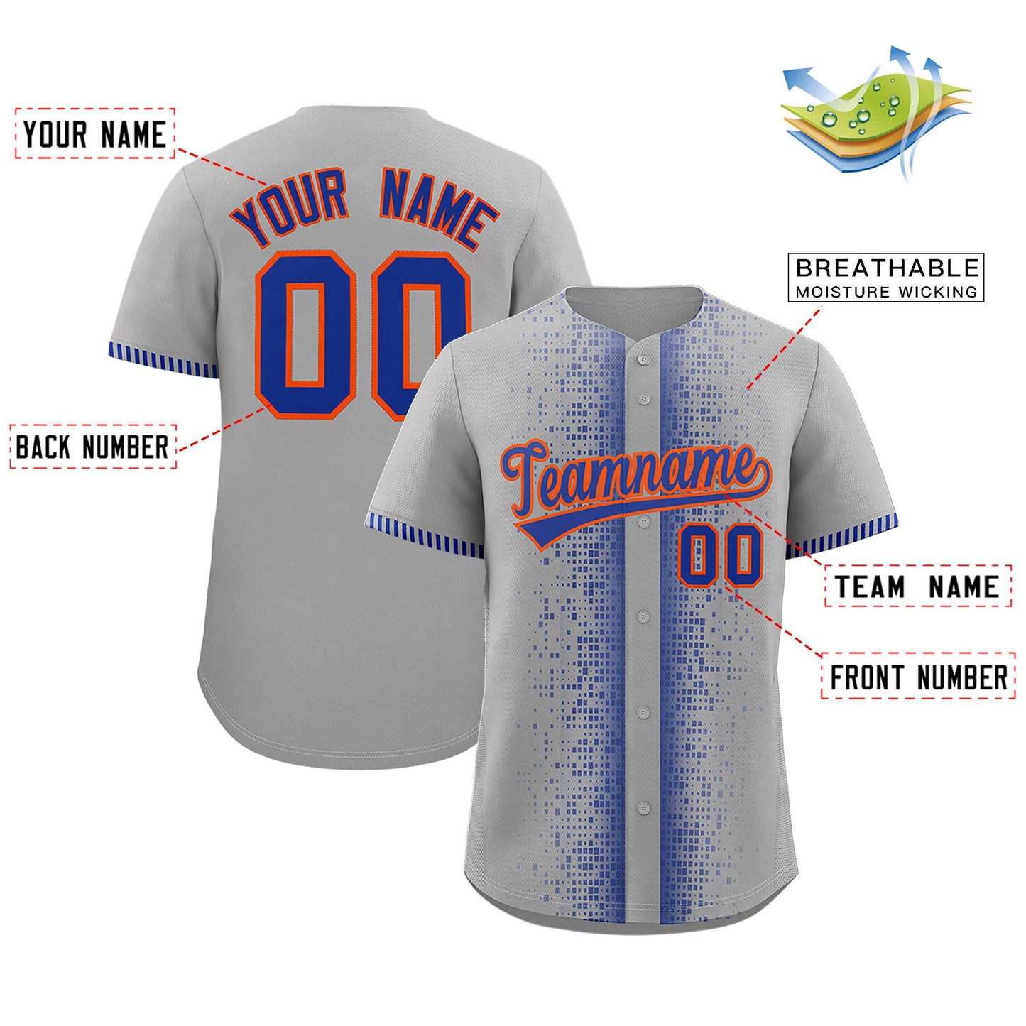 Custom Gray Royal Personalized Phonetic Rhythm Authentic Baseball Jersey