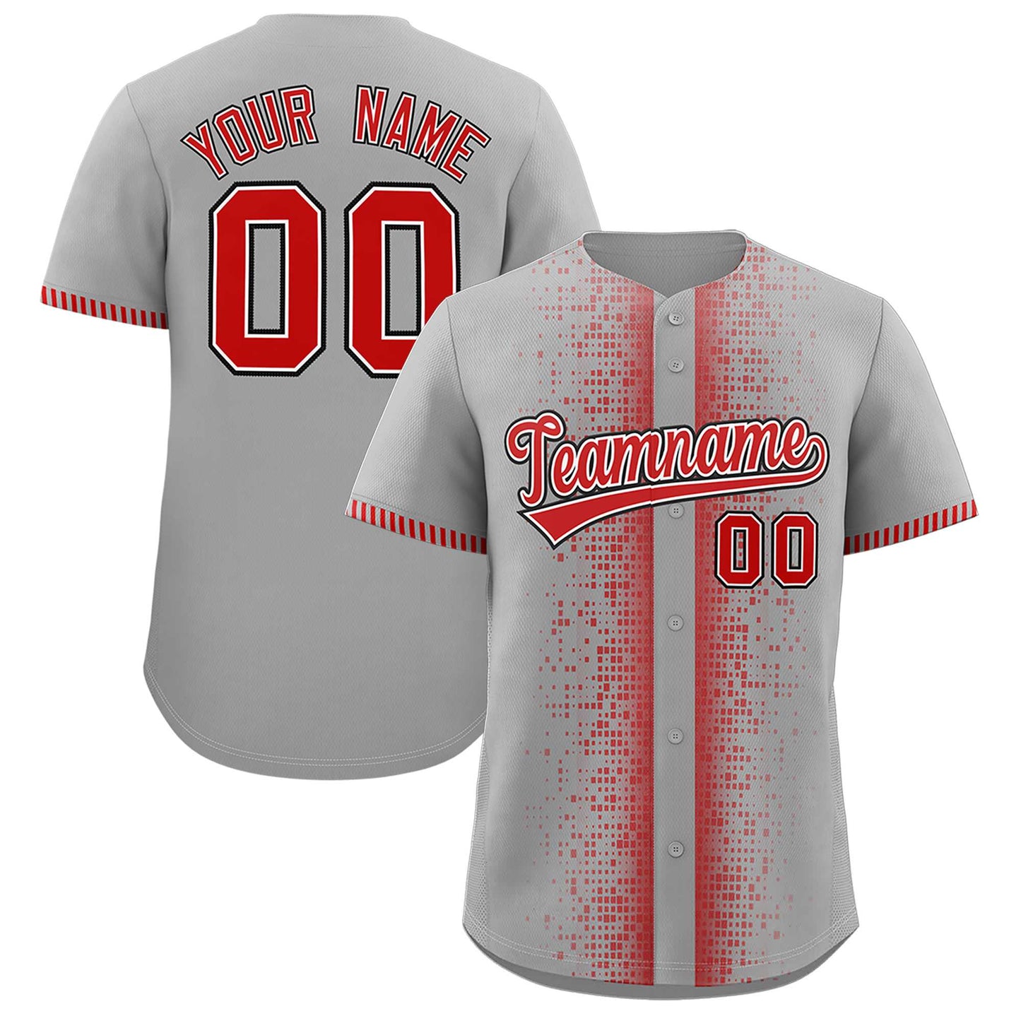 Custom Gray Red Personalized Phonetic Rhythm Authentic Baseball Jersey