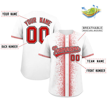 Custom White Red Personalized Phonetic Rhythm Authentic Baseball Jersey