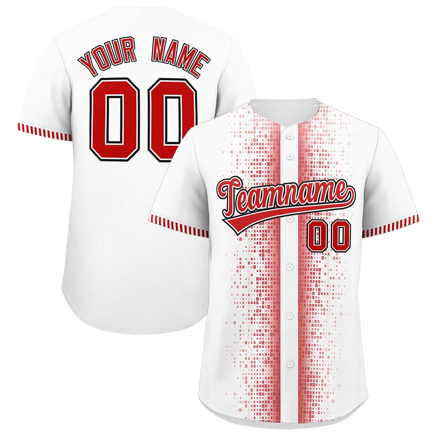 Custom White Red Personalized Phonetic Rhythm Authentic Baseball Jersey