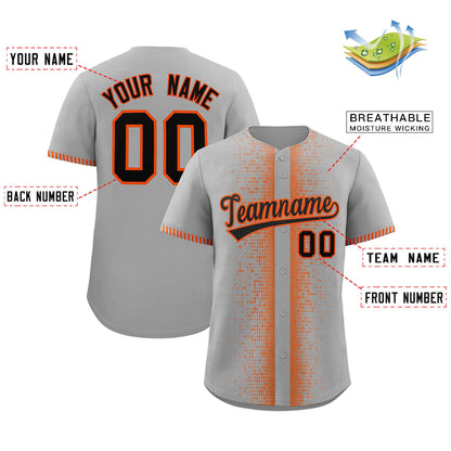 Custom Gray Orange Personalized Phonetic Rhythm Authentic Baseball Jersey