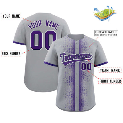 Custom Gray Purple Personalized Phonetic Rhythm Authentic Baseball Jersey