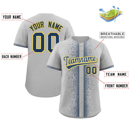 Custom Gray Midnight Blue Personalized Phonetic Rhythm Authentic Baseball Jersey