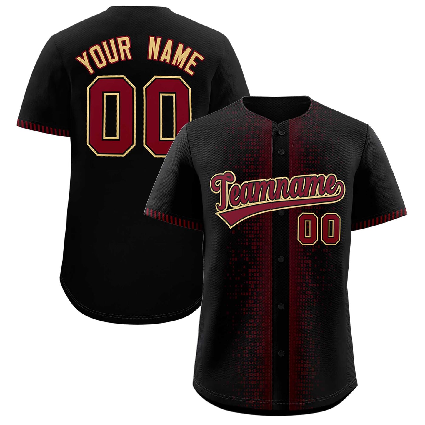 Custom Black Crimson Personalized Phonetic Rhythm Authentic Baseball Jersey