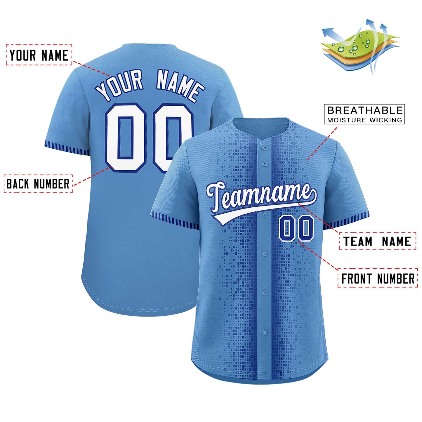 Custom Light Blue Royal Personalized Phonetic Rhythm Authentic Baseball Jersey