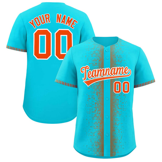 Custom Aqua Orange Personalized Phonetic Rhythm Authentic Baseball Jersey