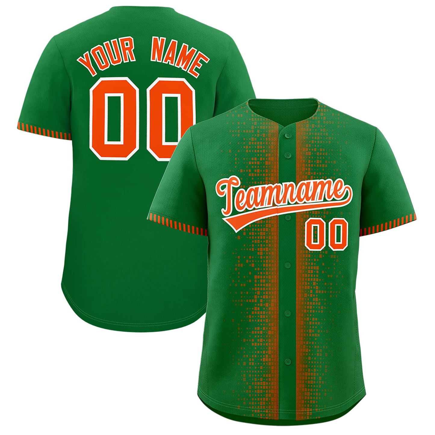 Custom Kelly Green Orange Personalized Phonetic Rhythm Authentic Baseball Jersey