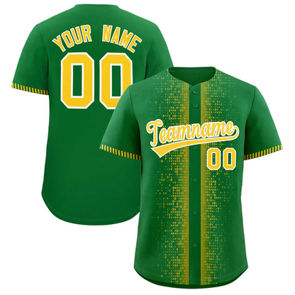 Custom Kelly Green Gold Personalized Phonetic Rhythm Authentic Baseball Jersey