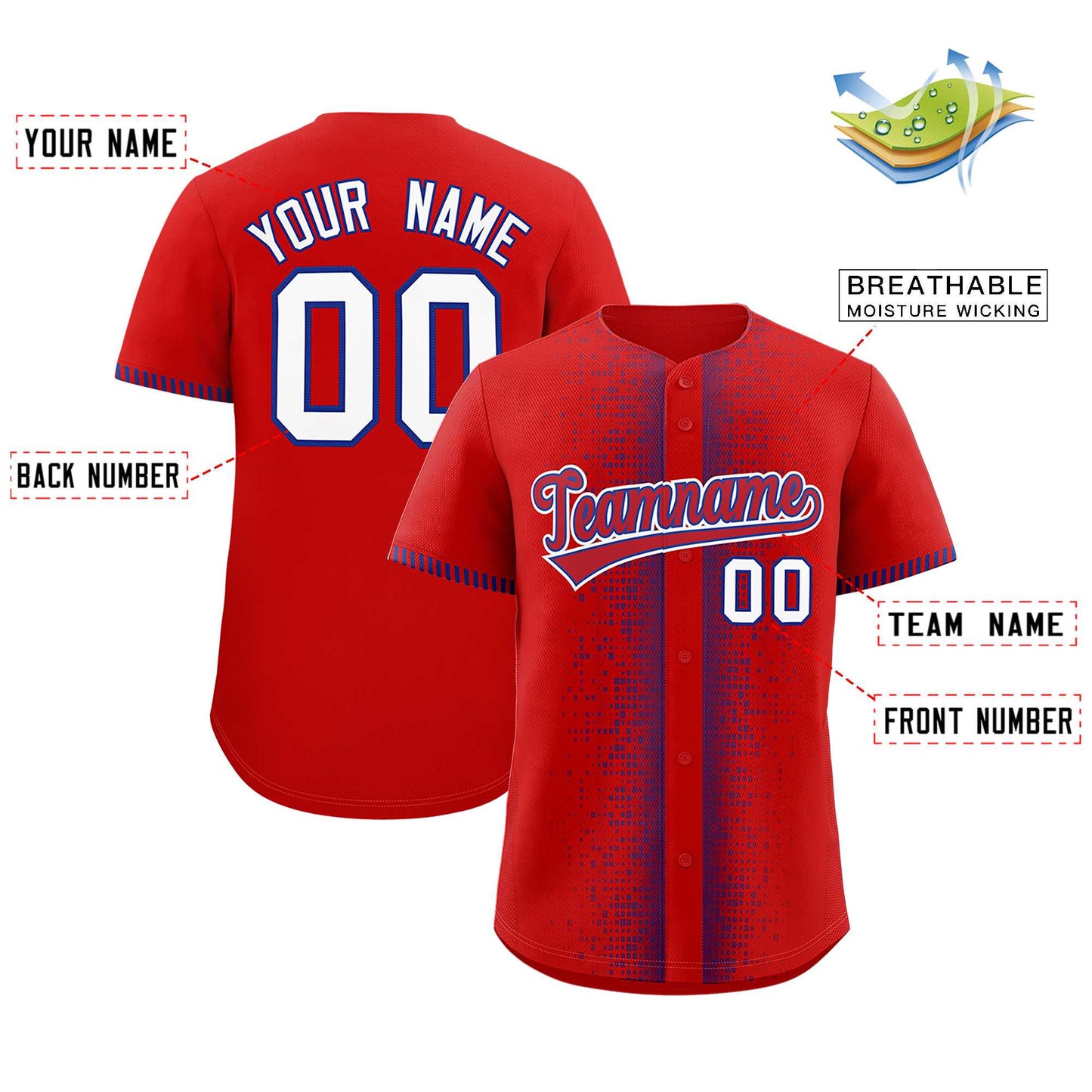 Custom Red Royal Personalized Phonetic Rhythm Authentic Baseball Jersey