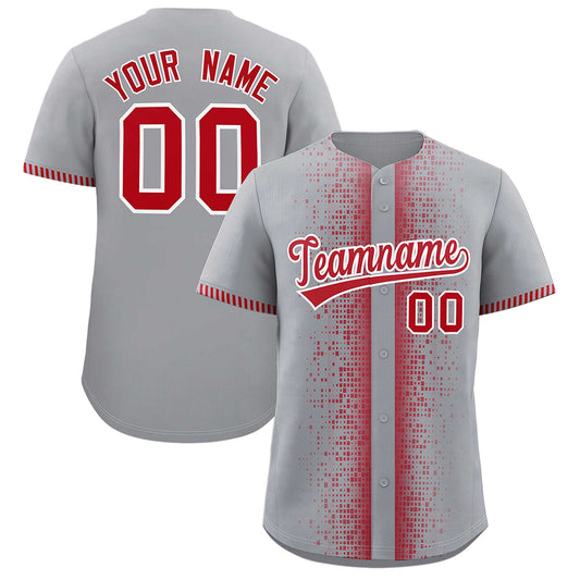 Custom Gray Red Personalized Phonetic Rhythm Authentic Baseball Jersey