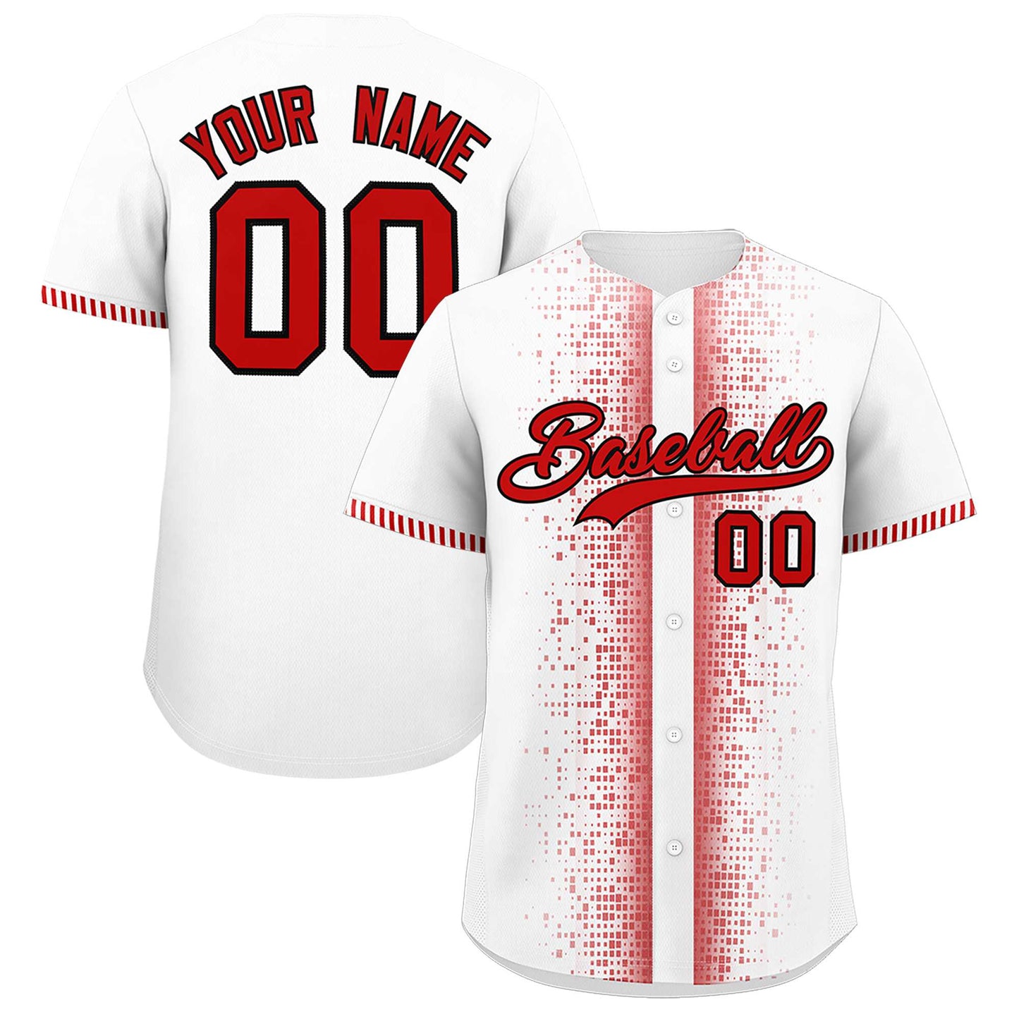 Custom White Red Personalized Phonetic Rhythm Authentic Baseball Jersey