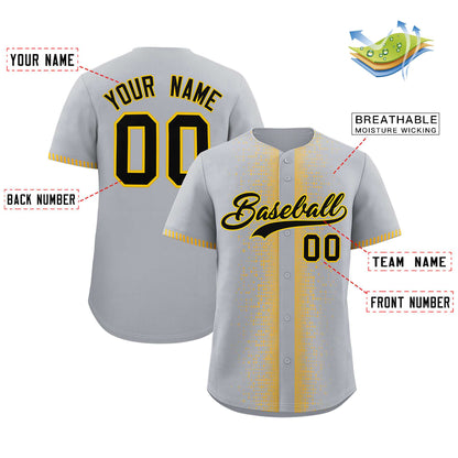 Custom Gray Gold Personalized Phonetic Rhythm Authentic Baseball Jersey