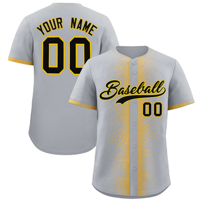 Custom Gray Gold Personalized Phonetic Rhythm Authentic Baseball Jersey