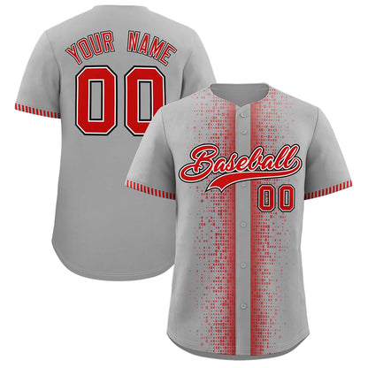 Custom Gray Red Personalized Phonetic Rhythm Authentic Baseball Jersey