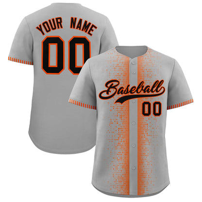 Custom Gray Orange Personalized Phonetic Rhythm Authentic Baseball Jersey