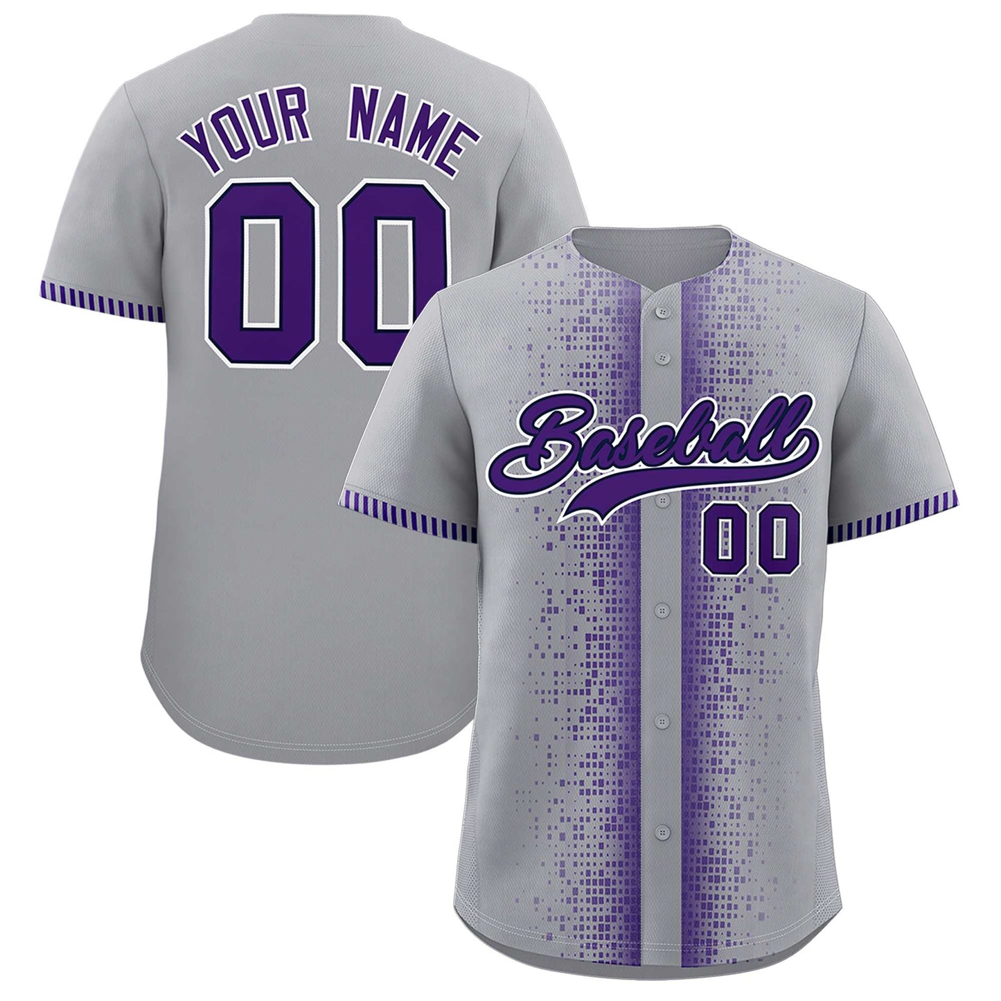 Custom Gray Purple Personalized Phonetic Rhythm Authentic Baseball Jersey