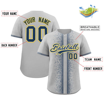 Custom Gray Midnight Blue Personalized Phonetic Rhythm Authentic Baseball Jersey