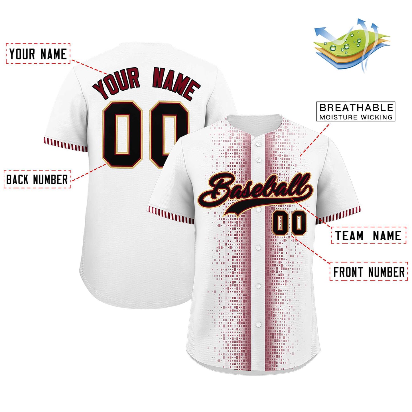 Custom White Crimson Personalized Phonetic Rhythm Authentic Baseball Jersey