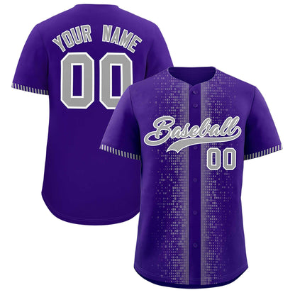 Custom Purple Gray Personalized Phonetic Rhythm Authentic Baseball Jersey