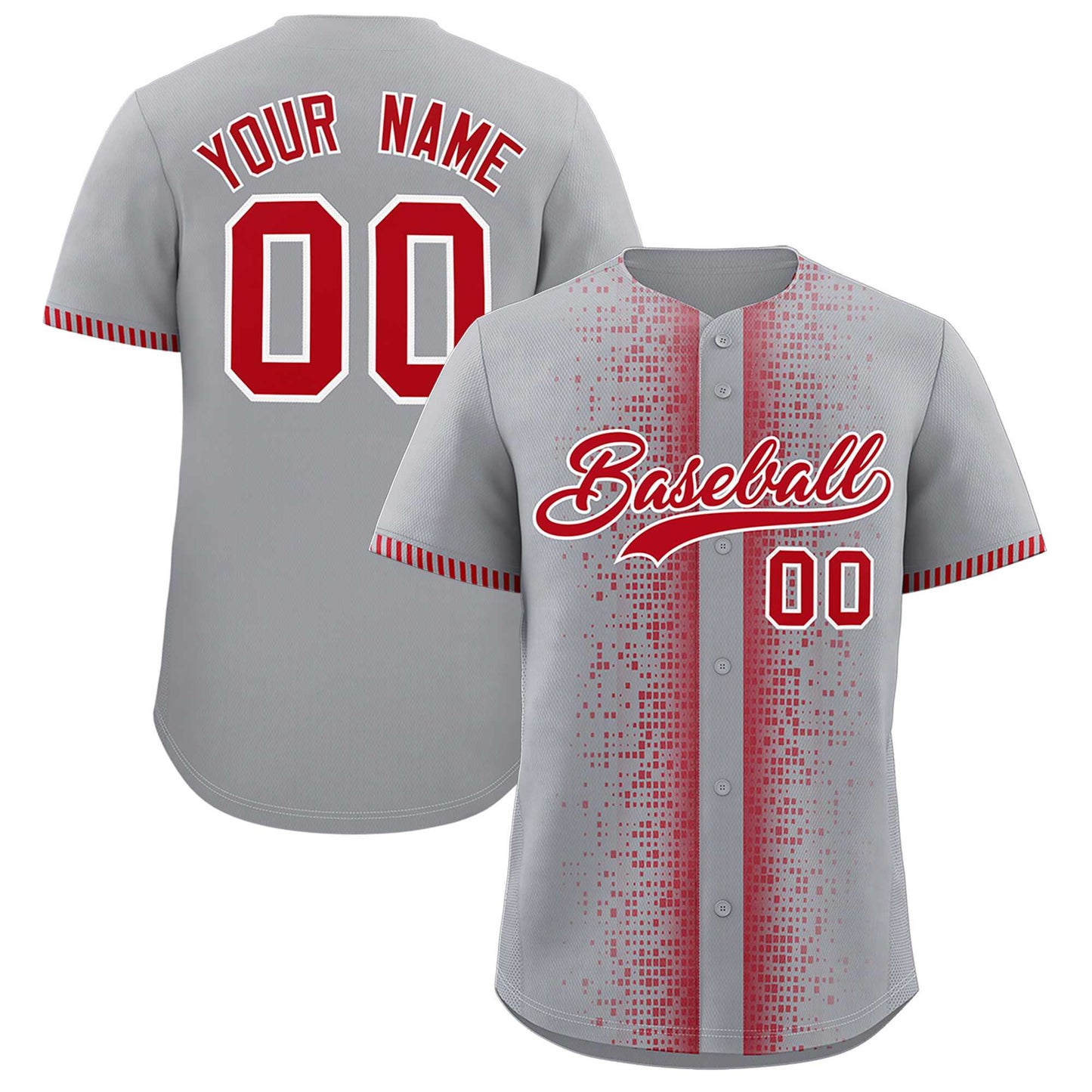 Custom Gray Red Personalized Phonetic Rhythm Authentic Baseball Jersey