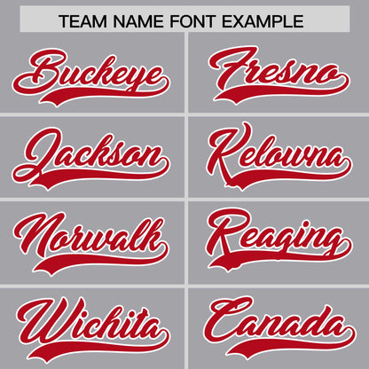 Custom Gray Red Personalized Phonetic Rhythm Authentic Baseball Jersey